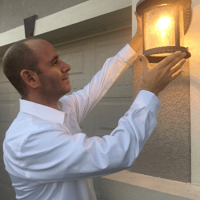 technician with outdoor light